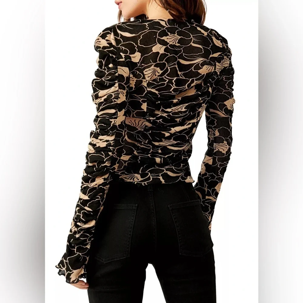 Free People Through The Meadow Ruched Mesh Top (XS)